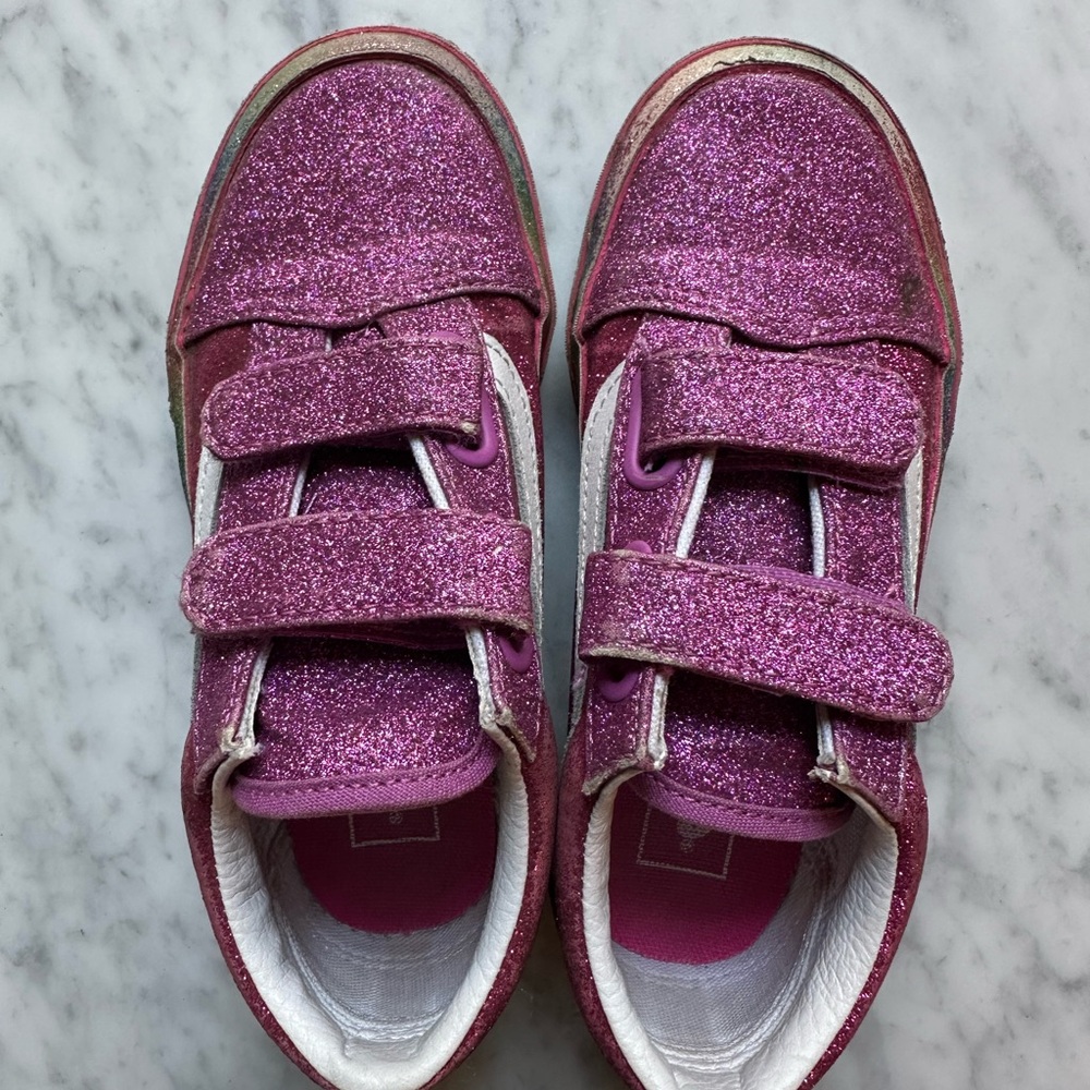 Vans Pink Sneakers with Velcro Strap and White Soles